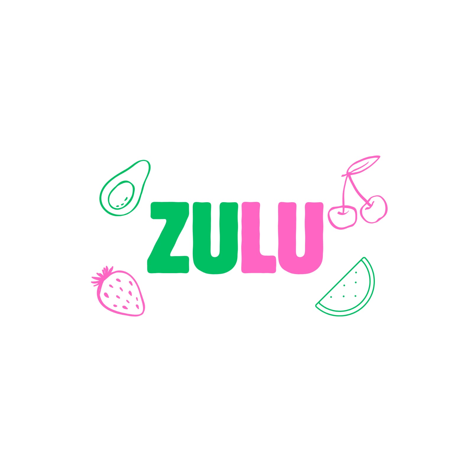 ZULŪ logo with hand-drawn fruit illustrations